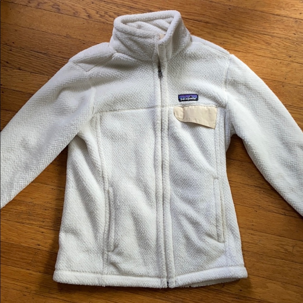 Patagonia fleece jacket — white, S (womens)